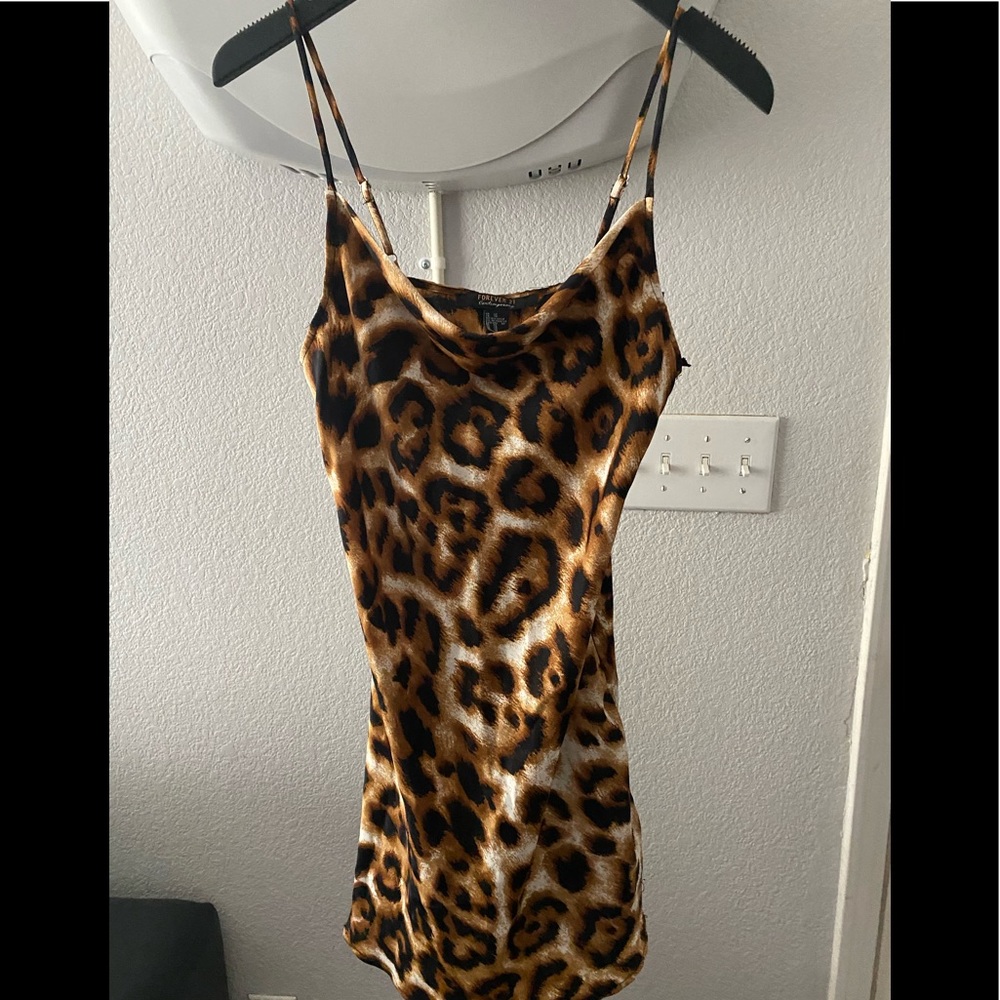 Leopard Satin short dress
